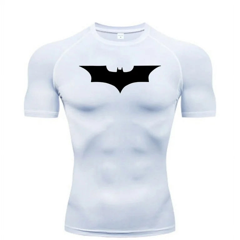 Bat Printed Men's Tight T-Shirt Running Compression Compression T Shirt Gym Fitness