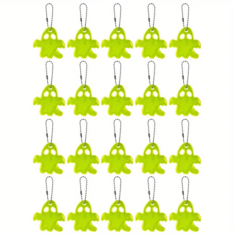 Halloween 20-Piece Keychain Set with Double-Sided Reflective Design