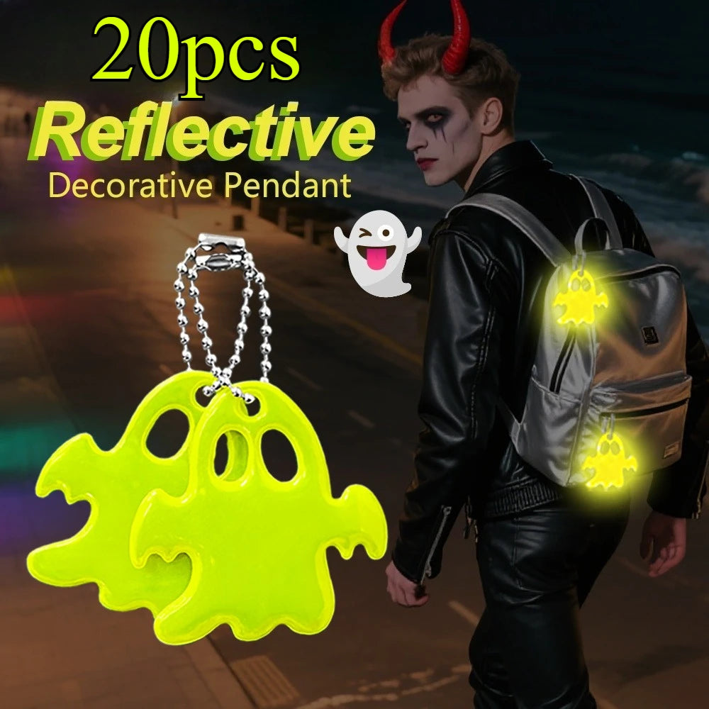 Halloween 20-Piece Keychain Set with Double-Sided Reflective Design